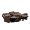 Arisa Sofa Brown Faux Leather Drop Down Table with Cupholders 87 Inch By Casagear Home BM321081