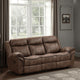 Arisa Sofa, Brown Faux Leather, Drop Down Table with Cupholders, 87 Inch By Casagear Home