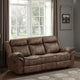 Arisa Sofa, Brown Faux Leather, Drop Down Table with Cupholders, 87 Inch By Casagear Home