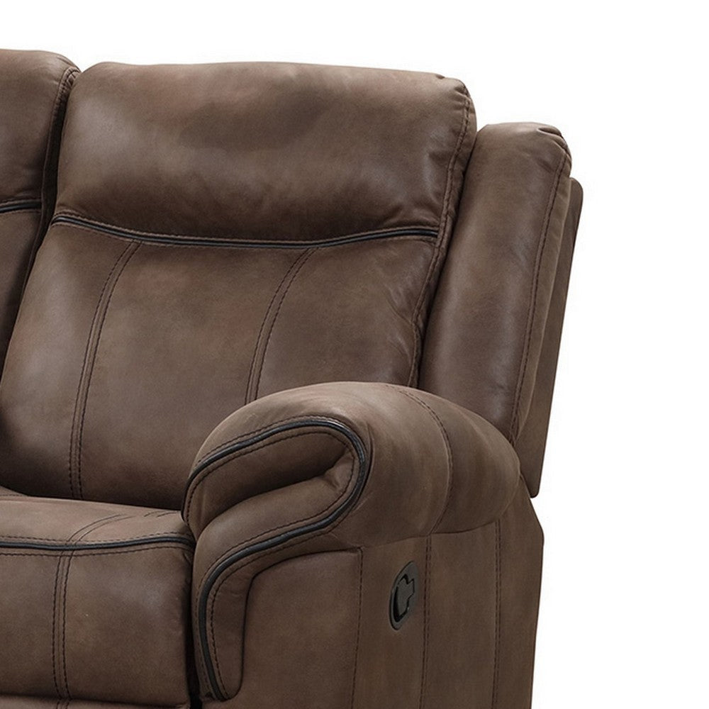 Arisa Loveseat Brown Faux Leather Storage Console and Cupholders 79 Inch By Casagear Home BM321082