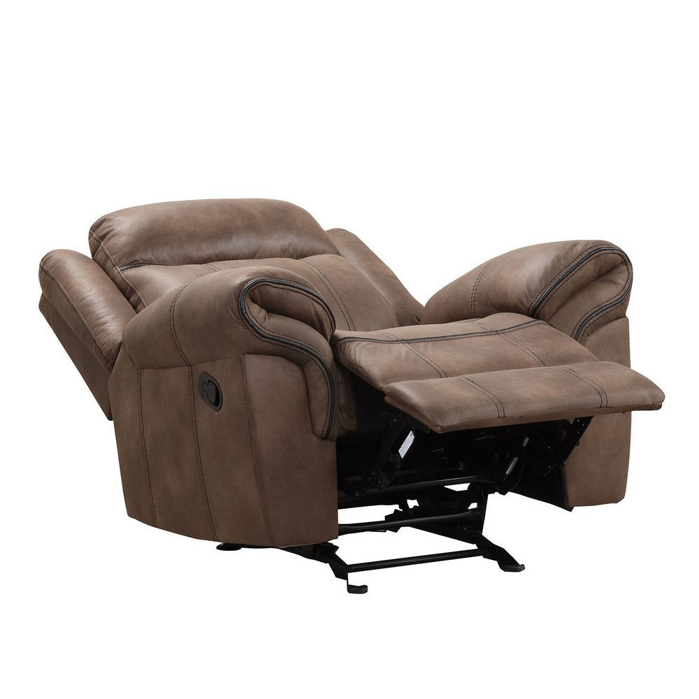 Arisa Manual Glider Recliner Chair Brown Faux Leather Pillow Arms By Casagear Home BM321083