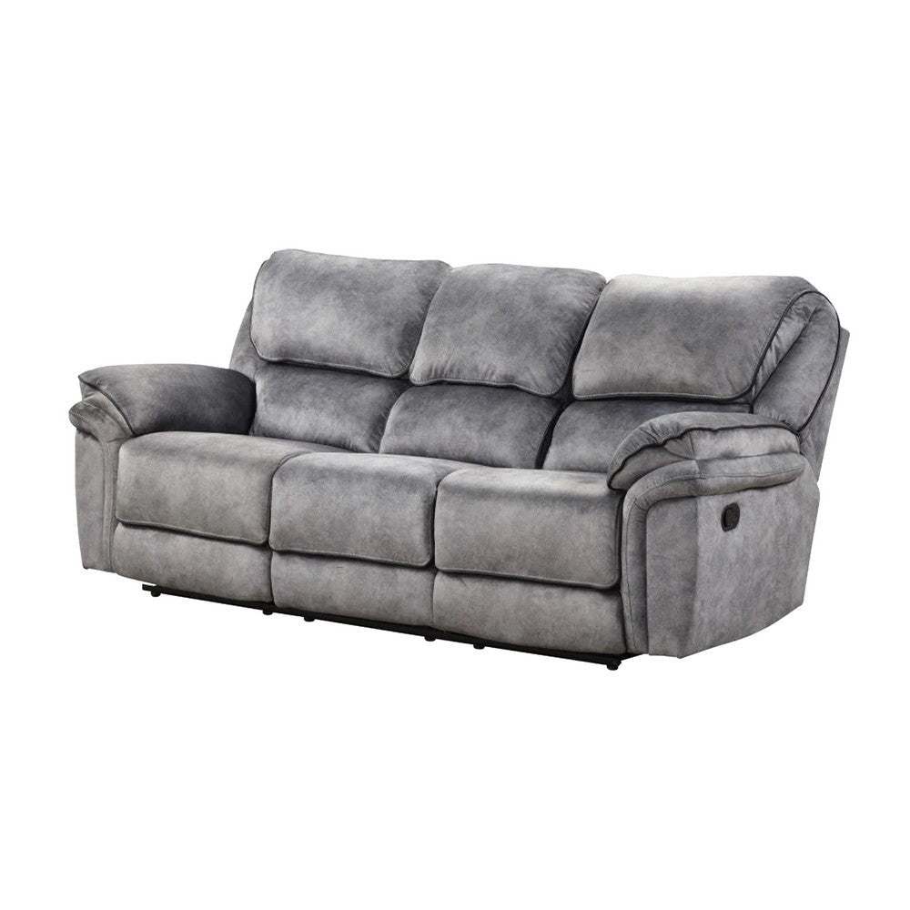 Arisa Sofa and Loveseat Manual Recliner Set Gray Faux Leather Drop Table By Casagear Home BM321085