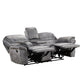 Arisa Sofa and Loveseat Manual Recliner Set Gray Faux Leather Drop Table By Casagear Home BM321085