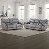 Arisa Sofa and Loveseat Manual Recliner Set, Gray Faux Leather, Drop Table By Casagear Home