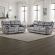 Arisa Sofa and Loveseat Manual Recliner Set, Gray Faux Leather, Drop Table By Casagear Home