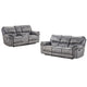 Arisa Sofa and Loveseat Manual Recliner Set Gray Faux Leather Drop Table By Casagear Home BM321085