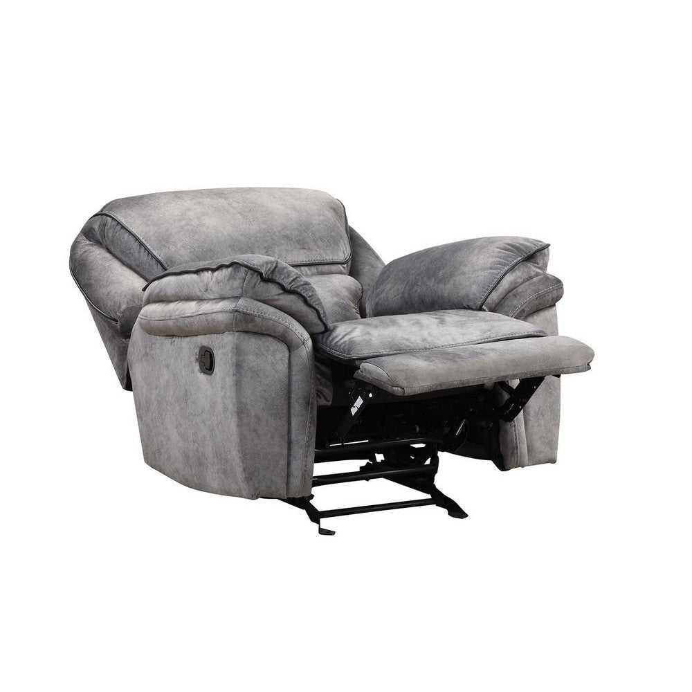 Remma Manual Glider Recliner Chair Gray Faux Leather Pillow Arms By Casagear Home BM321086