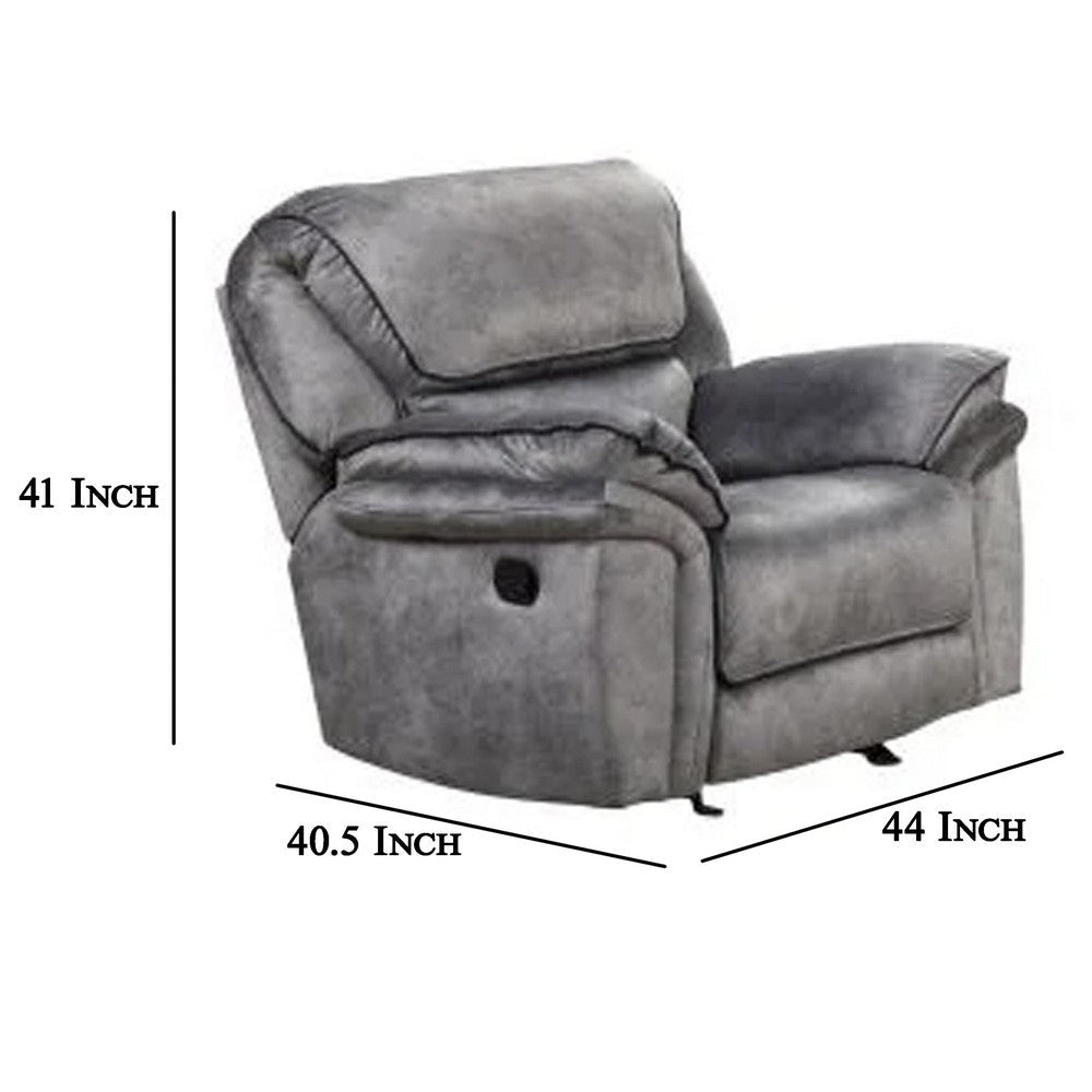 Remma Manual Glider Recliner Chair Gray Faux Leather Pillow Arms By Casagear Home BM321086