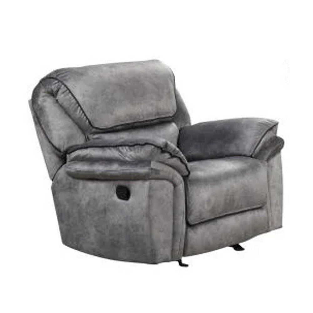 Remma Manual Glider Recliner Chair Gray Faux Leather Pillow Arms By Casagear Home BM321086