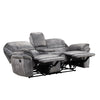 Remma Manual Recliner Loveseat Gray Faux Leather Console with Cupholders By Casagear Home BM321087