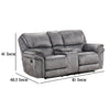 Remma Manual Recliner Loveseat Gray Faux Leather Console with Cupholders By Casagear Home BM321087