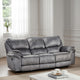 Remma Manual Recliner Sofa, Gray Faux Leather, Drop Table and Cupholders By Casagear Home