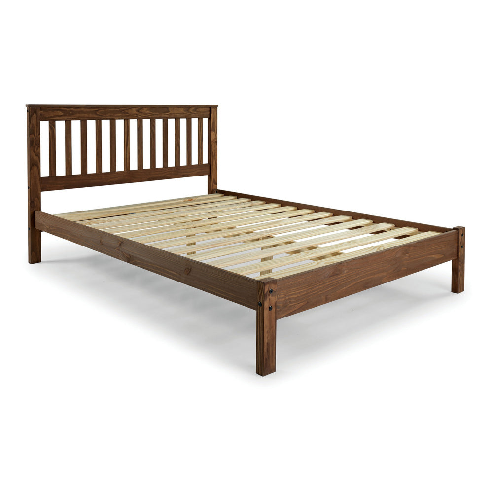 Octa Full Bed Plank Style Rustic Brazilian Pine Wood Mahogany By Casagear Home BM321089