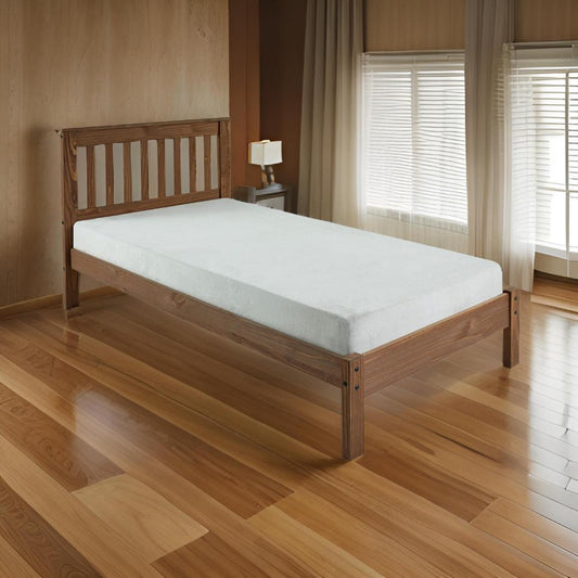 Octa Twin Bed, Plank Style, Rustic, Brazilian Pine Wood, Mahogany By Casagear Home