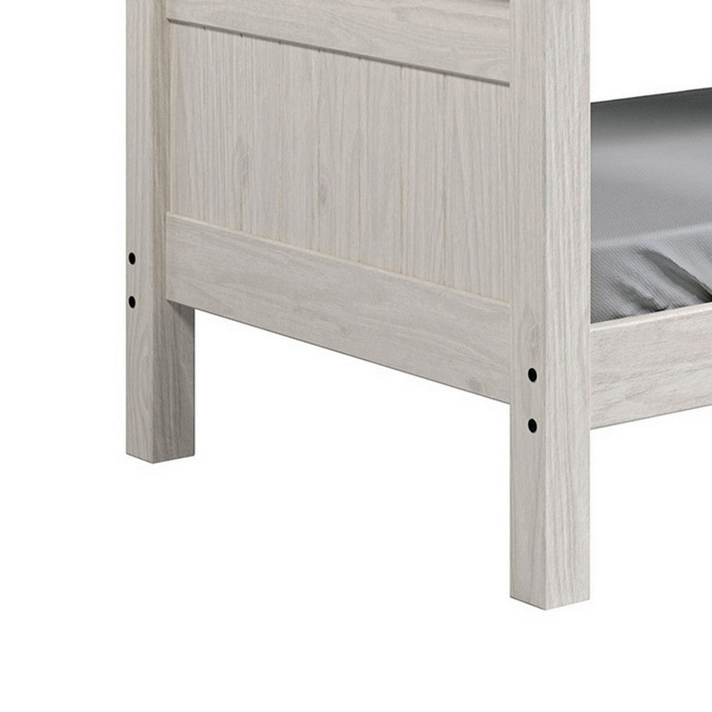 Twin/Twin Bunk Bed with Ladder Brazilian Pine Solid Wood White By Casagear Home BM321092