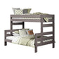 Damie Twin/Full Bunk Bed with Ladder, Brazilian Pine, Gray Solid Wood By Casagear Home