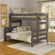 Damie Twin/Full Bunk Bed with Ladder, Brazilian Pine, Gray Solid Wood By Casagear Home