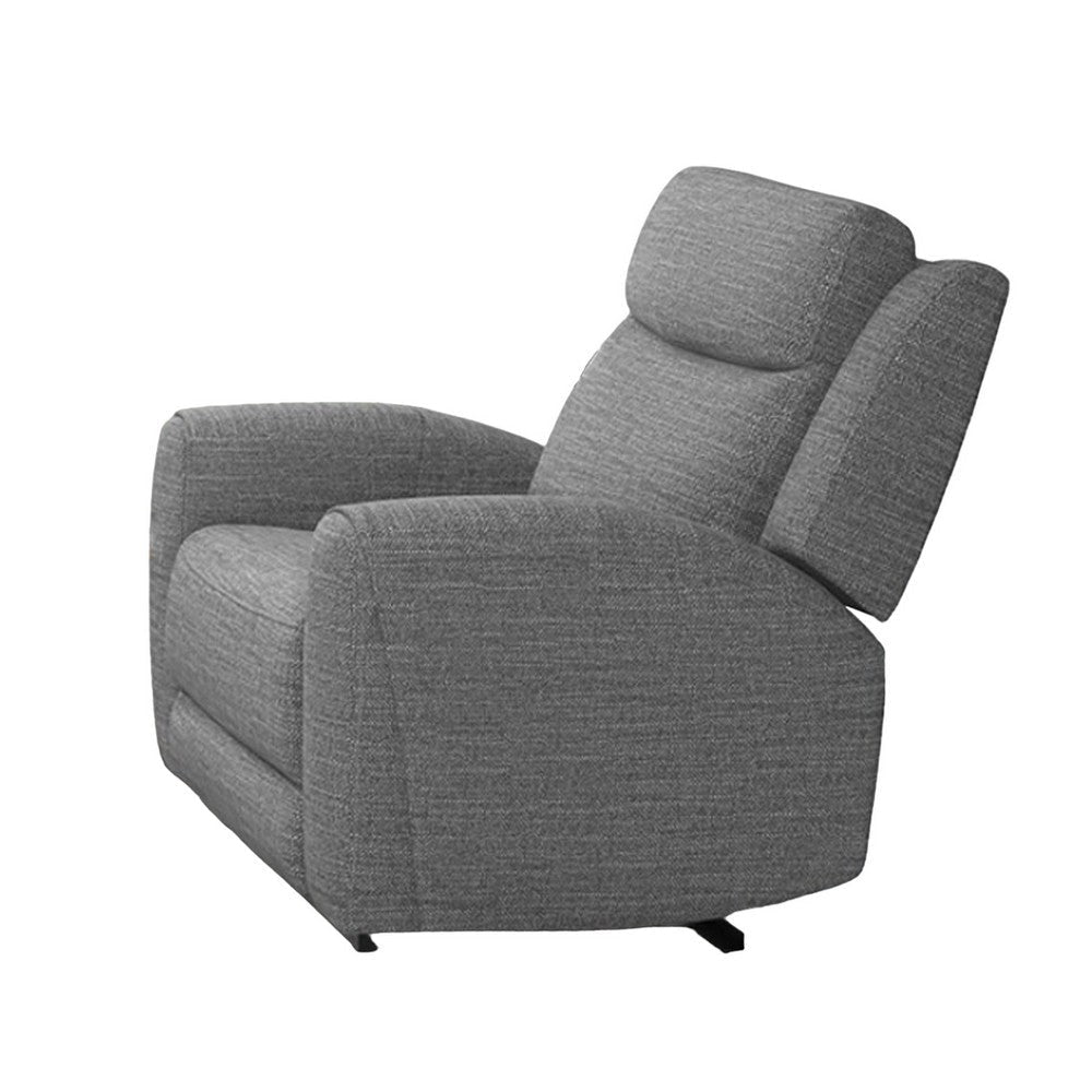 Cory Manual Recliner Chair Contour Armrests Solid Wood Gray Polyester By Casagear Home BM321097