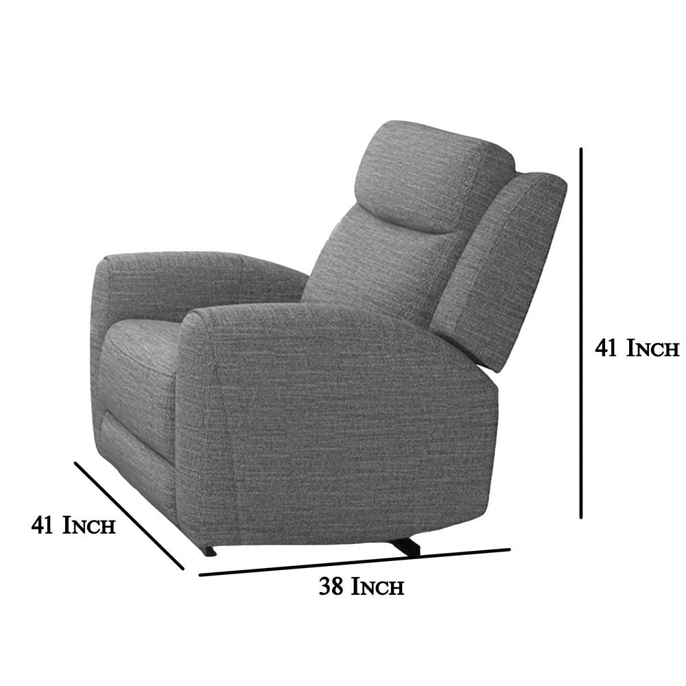 Cory Manual Recliner Chair Contour Armrests Solid Wood Gray Polyester By Casagear Home BM321097