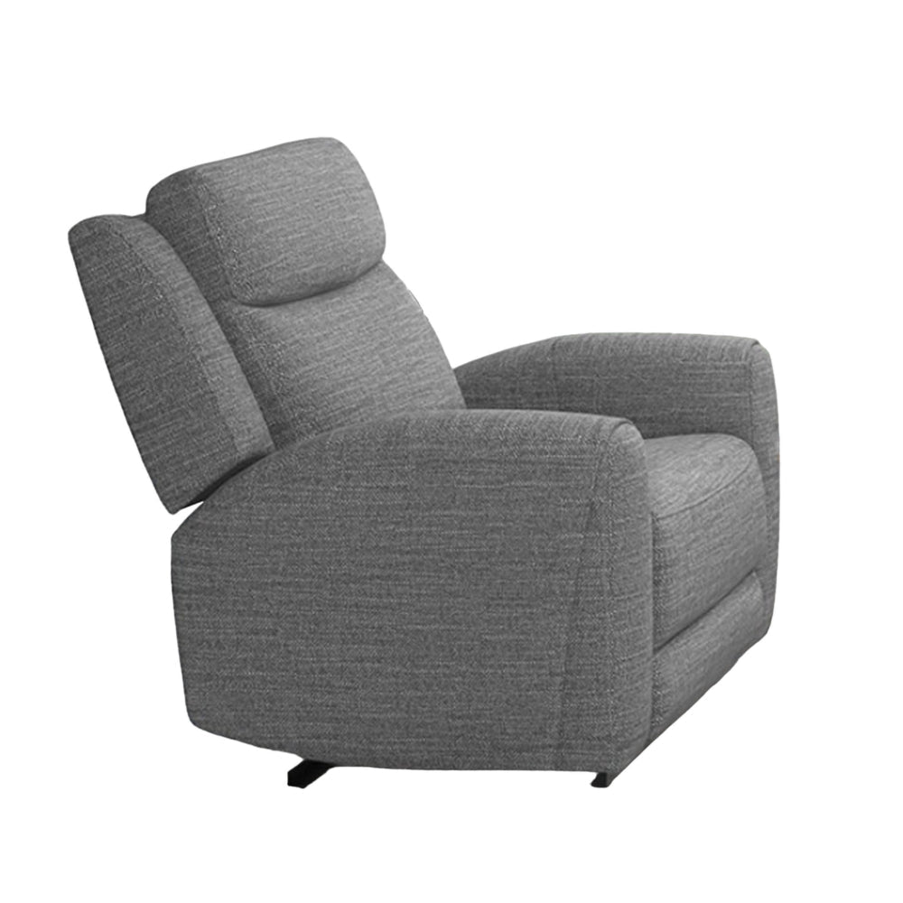 Cory Manual Recliner Chair Contour Armrests Solid Wood Gray Polyester By Casagear Home BM321097