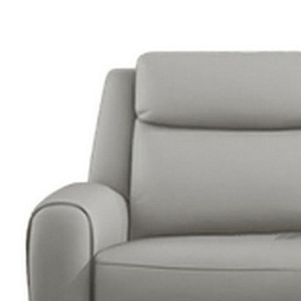 Cory Manual Recliner Sofa 87 Inch Solid Wood Light Gray Polyester By Casagear Home BM321098