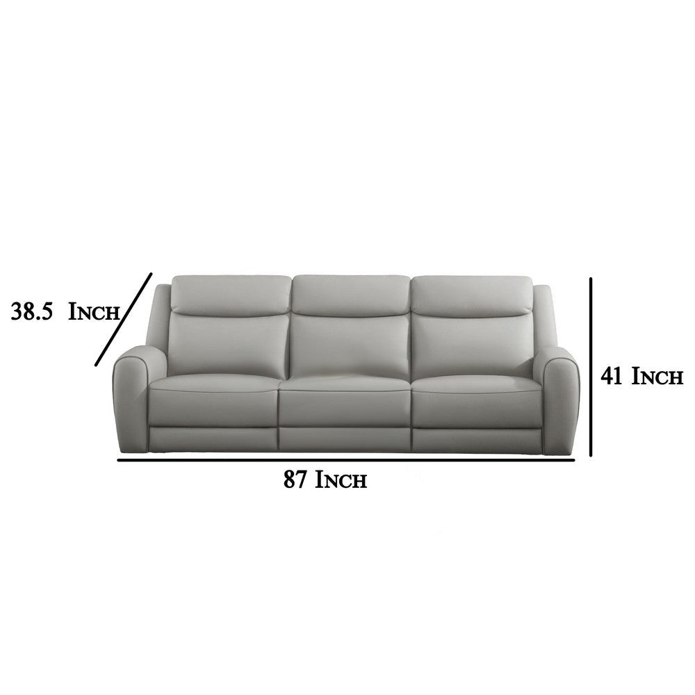 Cory Manual Recliner Sofa 87 Inch Solid Wood Light Gray Polyester By Casagear Home BM321098