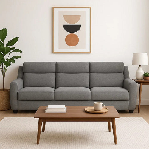 Cory Manual Recliner Sofa, 87 Inch, Solid Wood, Light Gray Polyester By Casagear Home