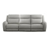 Cory Manual Recliner Sofa, 87 Inch, Solid Wood, Light Gray Polyester By Casagear Home