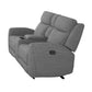 Cory Manual Recliner Loveseat 78 Inch Center Console Gray Polyester By Casagear Home BM321099