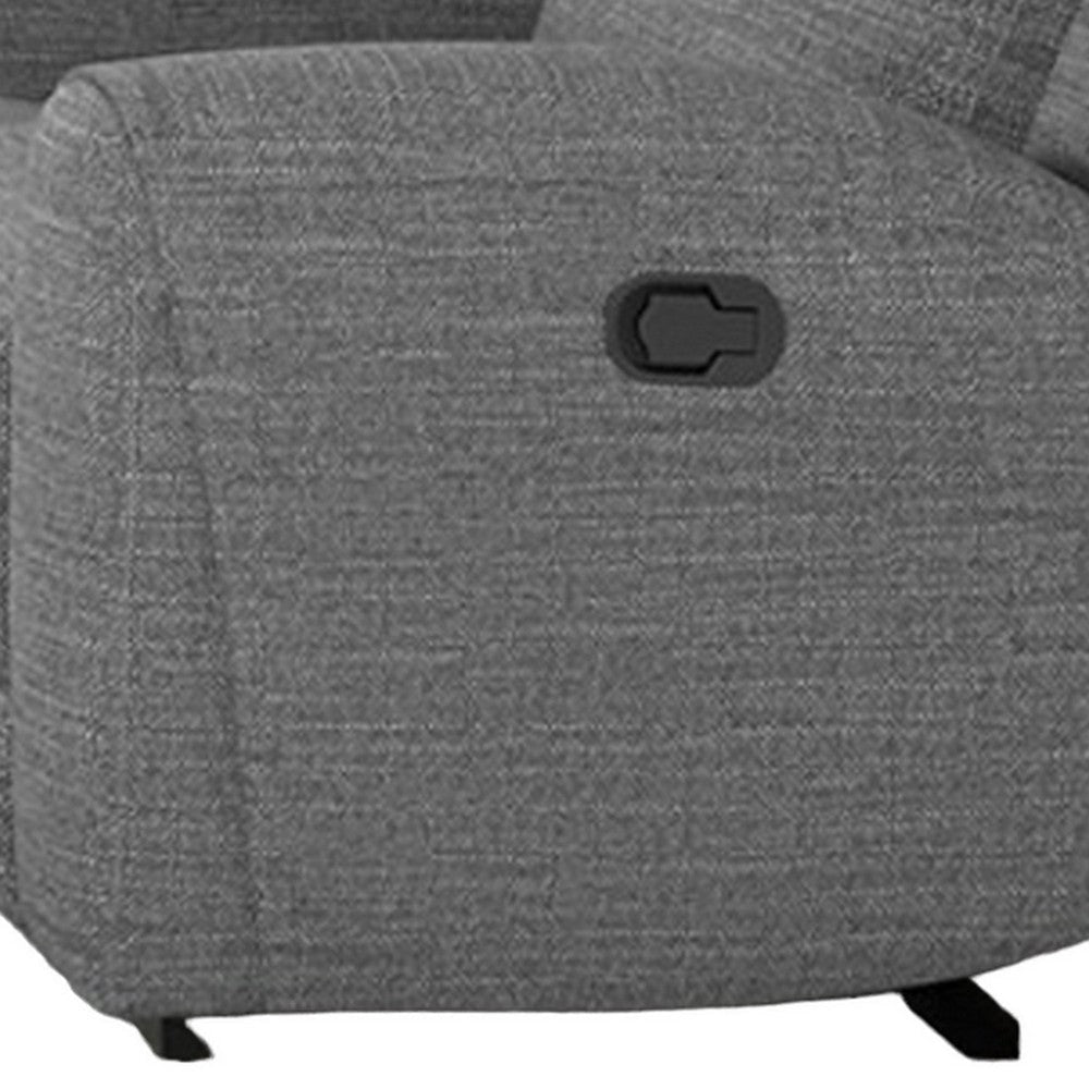 Cory Manual Recliner Loveseat 78 Inch Center Console Gray Polyester By Casagear Home BM321099