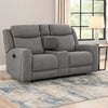 Cory Manual Recliner Loveseat, 78 Inch, Center Console, Gray Polyester By Casagear Home