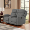 Cory Manual Recliner Loveseat, 78 Inch, Center Console, Gray Polyester By Casagear Home