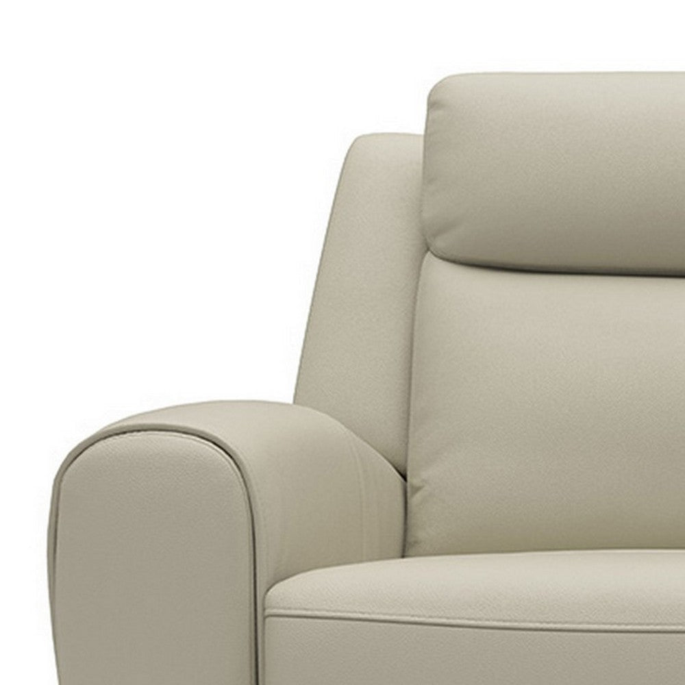 Cobe Manual Recliner Loveseat 41 Inch Center Console Grain Beige Leather By Casagear Home BM321102