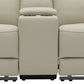 Cobe Manual Recliner Loveseat 41 Inch Center Console Grain Beige Leather By Casagear Home BM321102