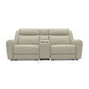 Cobe Manual Recliner Loveseat 41 Inch Center Console Grain Beige Leather By Casagear Home BM321102