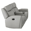 Cobe Manual Recliner Loveseat 41 Inch Center Console Grain Gray Leather By Casagear Home BM321103
