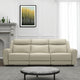 Cobe Sofa, Manual Recliner, 41 Inch, Solid Wood, Top Grain Beige Leather By Casagear Home