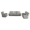 Cobe Sofa, Manual Recliner, 41 Inch, Solid Wood, Top Grain Gray Leather By Casagear Home