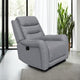 Clair Manual Recliner Chair with Scrolled Arms, Wood Frame, Gray Fabric  By Casagear Home