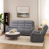Clair 2 Piece Manual Reclining Sofa and Loveseat, Solid Wood, Gray Fabric By Casagear Home