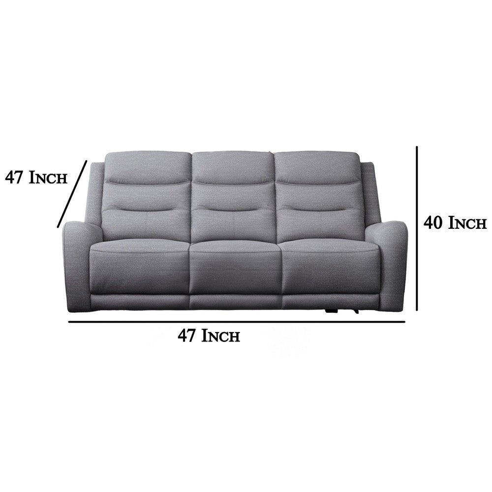 Clair Manual Recliner Sofa Scroll Arms 47 Inch Solid Wood Gray Fabric By Casagear Home BM321109