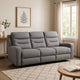 Clair Manual Recliner Sofa, Scroll Arms, 47 Inch, Solid Wood, Gray Fabric By Casagear Home