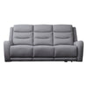 Clair Manual Recliner Sofa, Scroll Arms, 47 Inch, Solid Wood, Gray Fabric By Casagear Home