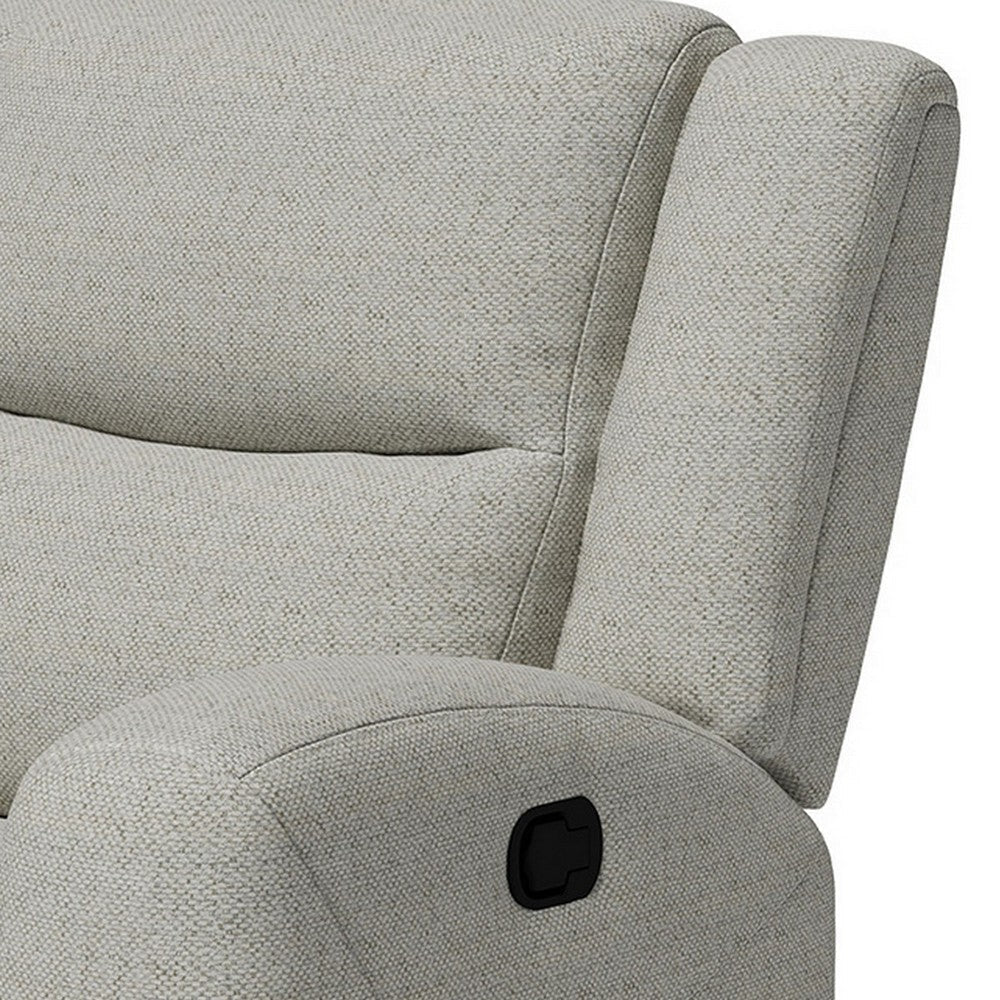 Gira Manual Recliner Chair with Contour Armrest Wood Frame Beige Fabric By Casagear Home BM321110