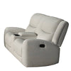 Gira Manual Recliner Loveseat with Center Console 79 Inch Wood Beige By Casagear Home BM321113