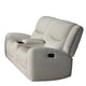 Gira Manual Recliner Loveseat with Center Console 79 Inch Wood Beige By Casagear Home BM321113