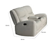 Gira Manual Recliner Loveseat with Center Console 79 Inch Wood Beige By Casagear Home BM321113