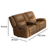 Leos Loveseat Manual Reclining Center Console 79 Inch Brown Leather By Casagear Home BM321115