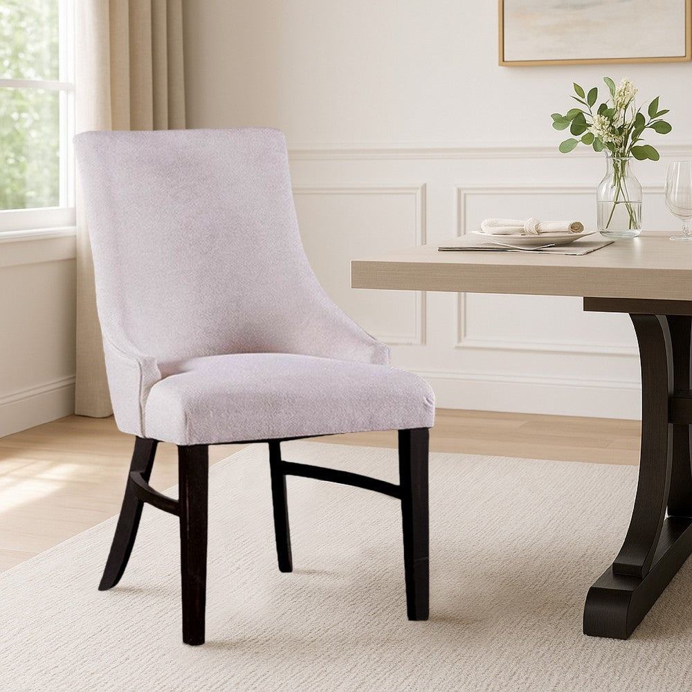 Luke Dining Armchair Set of 2 with Wingbacks, Padded, Black Wood, Beige By Casagear Home