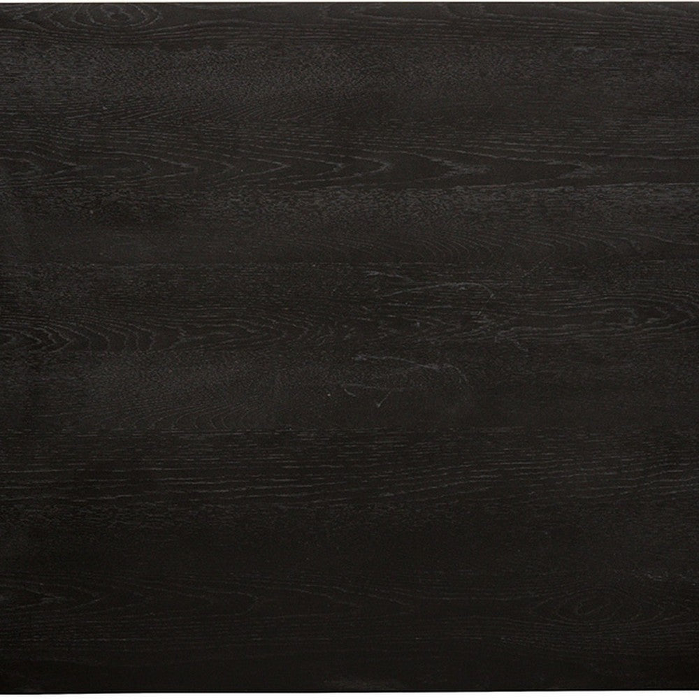 Luke Dining Table, 79 Inch Rectangular Top, Trestle Base, Black Wood By Casagear Home